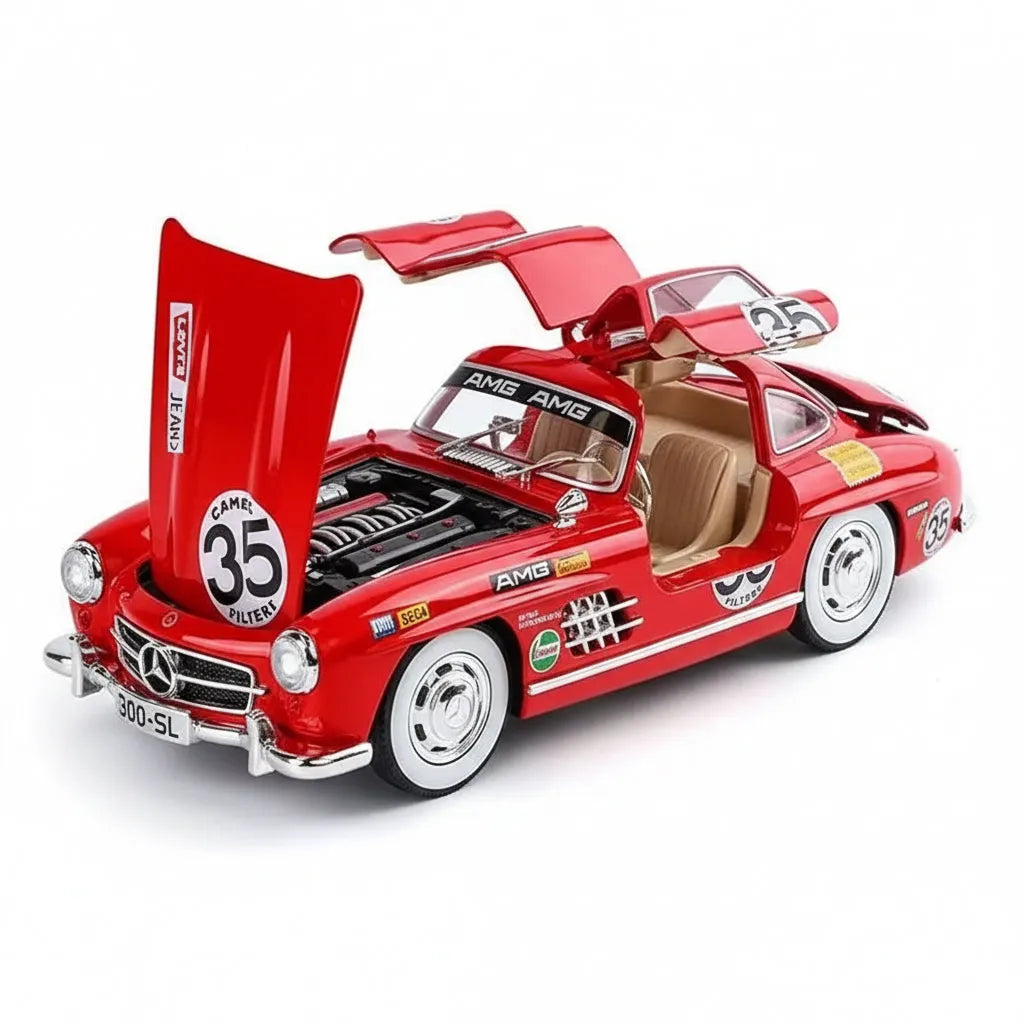 FEXXA 1:24 Scale MER-CEDES Ben-Z 300SL Die-Cast Metal Car Sport Car Openable Doors Light and Sound, Pull Back Function Indoor Outdoor - Image 2