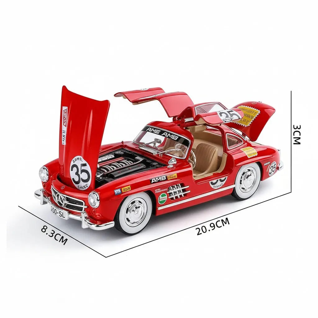 FEXXA 1:24 Scale MER-CEDES Ben-Z 300SL Die-Cast Metal Car Sport Car Openable Doors Light and Sound, Pull Back Function Indoor Outdoor - Image 3