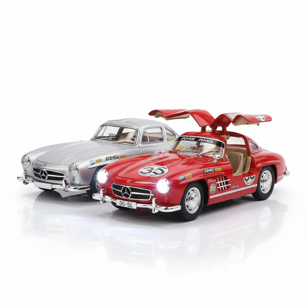 FEXXA 1:24 Scale MER-CEDES Ben-Z 300SL Die-Cast Metal Car Sport Car Openable Doors Light and Sound, Pull Back Function Indoor Outdoor - Image 4